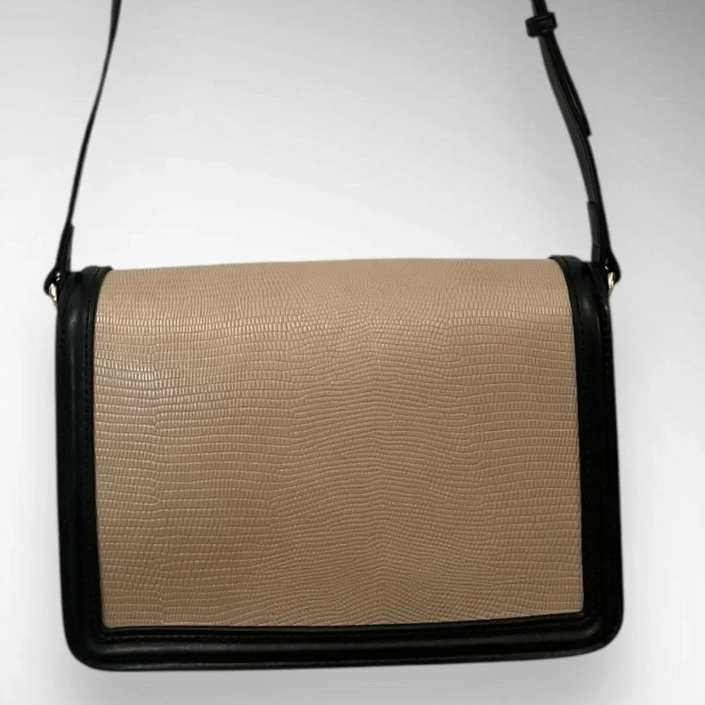 JULES KAE Black and Tan/Beige Mia Vegan Satchel Purse‎ | NWT